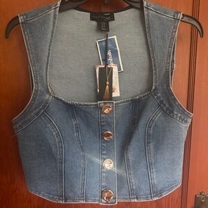 NWT House of Harlow 1960 Light Blue Denim Top